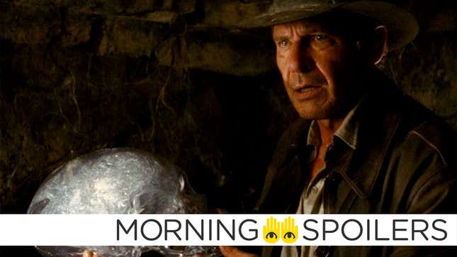 Indiana Jones holds the crystalized skull of an alien being.