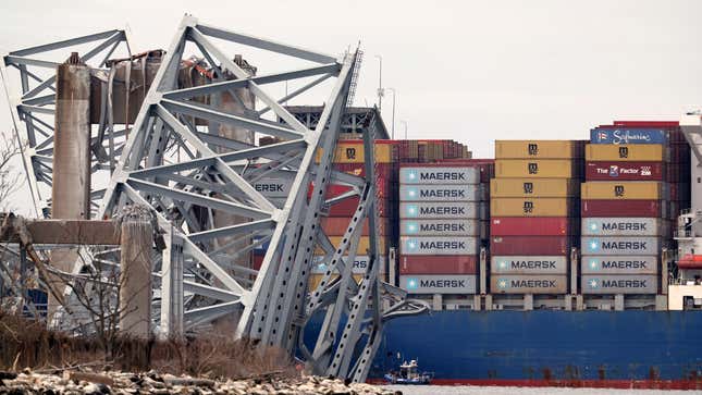 A photo of the remnants of the bridge on top of a cargo ship. 