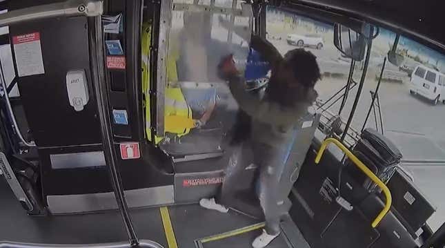 Image for article titled WATCH: Angry Passenger Attacks Bus Driver, and the Crash Ain't Pretty