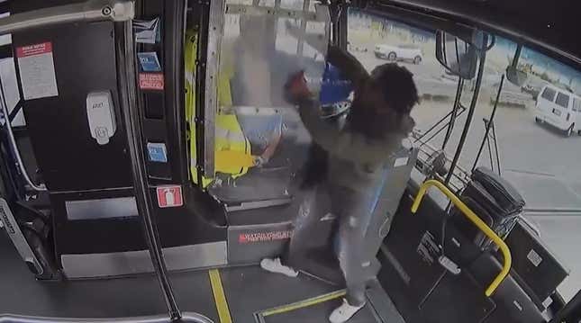 Image for article titled WATCH: Angry Passenger Attacks Bus Driver, and the Crash Ain&#39;t Pretty