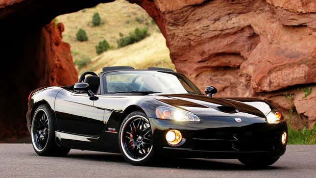 A photo of a black Dodge Viper sports car. 