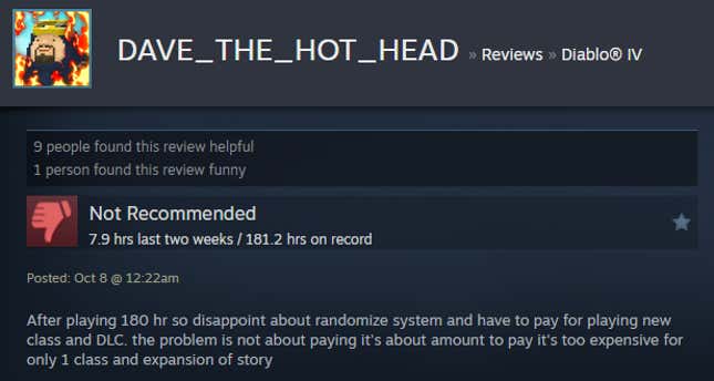 Image for article titled Diablo 4: Vessel Of Hatred, As Told By Steam Reviews