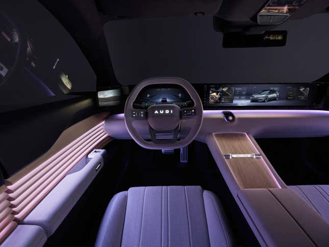 Interior of the pink AUDI E Concept at night