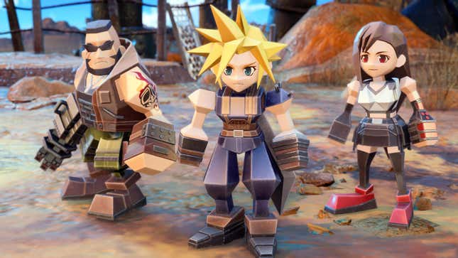 Barret, Cloud, and Tifa are depicted in blocky polygons.