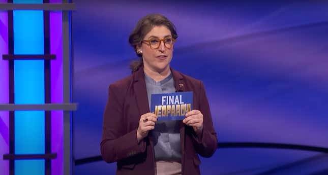 Mayim Bialik hosting the Jeopardy! National College Championship
