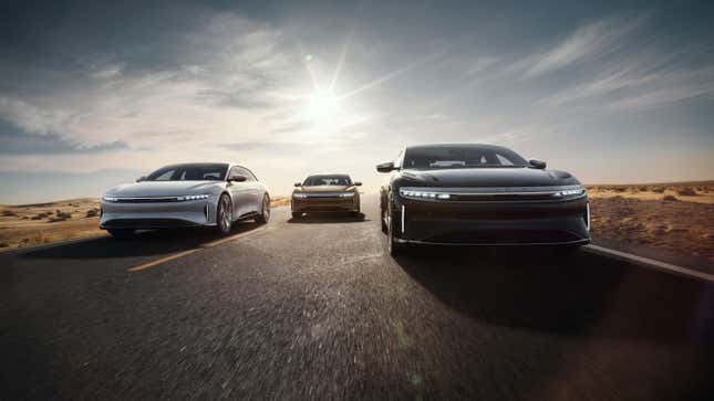 A photo of the Lucid Motors range. 