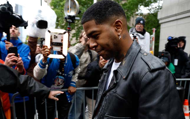 Kid Cudi departs the Manhattan Federal Court during the Sean “Diddy” Combs’ trial on May 22, 2025 in New York City.