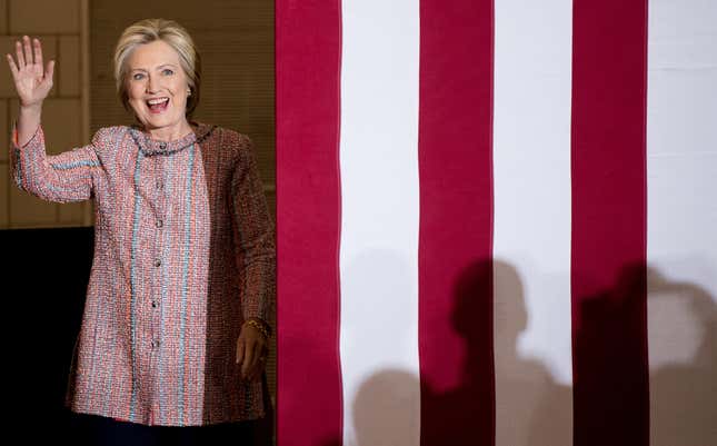 Democratic presidential candidate Hillary Clinton waves as she arrives at a rally at University of North Carolina, in Greensboro, N.C., Thursday, Sept. 15, 2016. Clinton returned to the campaign trail after a bout of pneumonia that sidelined her for three days and revived questions about both Donald Trump's and her openness regarding their health. (AP Photo/Andrew Harnik)