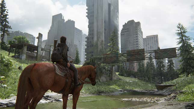 A screenshot shows Ellie riding a horse. 