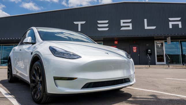 A Tesla Model Y is seen on a Tesla car lot on May 31, 2023 in Austin, Texas. Tesla's Model Y has become the world's best selling car in the first quarter of 2023.