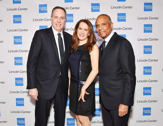 Stephen Squeri (left), Debora L. Spar (center), and Kenneth I. Chenault (right) attend the Winter Gala at Lincoln Center at Alice Tully Hall on February 13, 2018 in New York City.