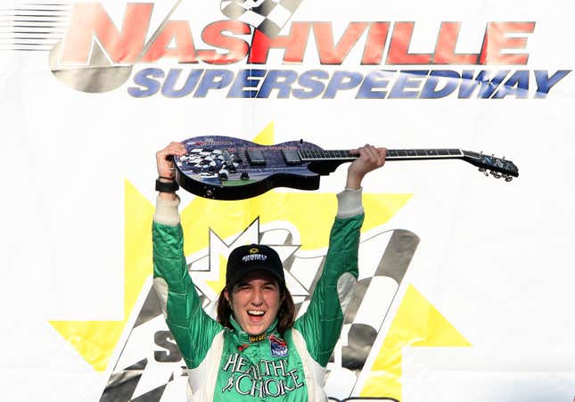 Ana Beatriz celebrates an Indy Lights win, 2008