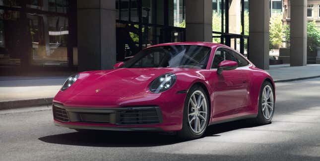 The 2022 Porsche 911 Carrera in Ruby Star Neo.