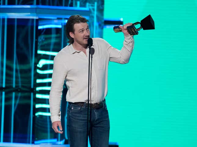 Morgan Wallen accepts the award for top country male artist at the Billboard Music Awards on Sunday, May 15, 2022, at the MGM Grand Garden Arena in Las Vegas.
