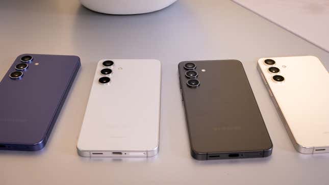 A photo of the four colorways of the Galaxy S24+