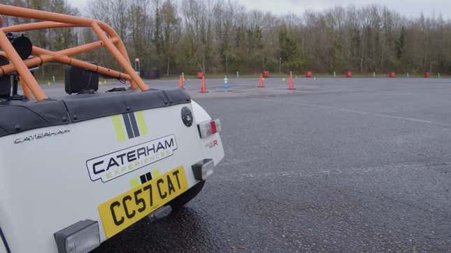 A photo of the rear end of a Caterham sports car. 