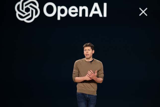 Sam Altman, chief executive officer of OpenAI, speaks at the Microsoft Build event in Seattle, Washington, U.S.