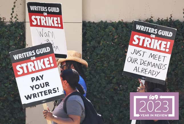 Striking members of the Writers Guild of America.