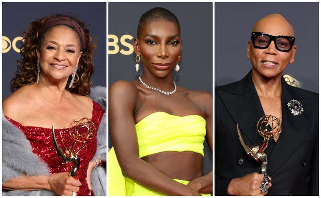 (Left to right): Debbie Allen, Michaela Coel and RuPaul.