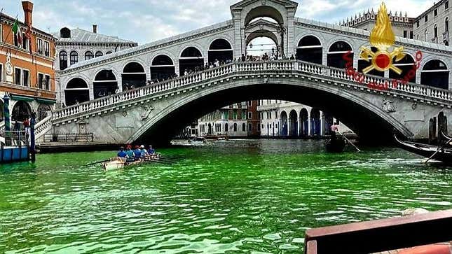 We now know what turned part of Venice's Grand Canal neon green