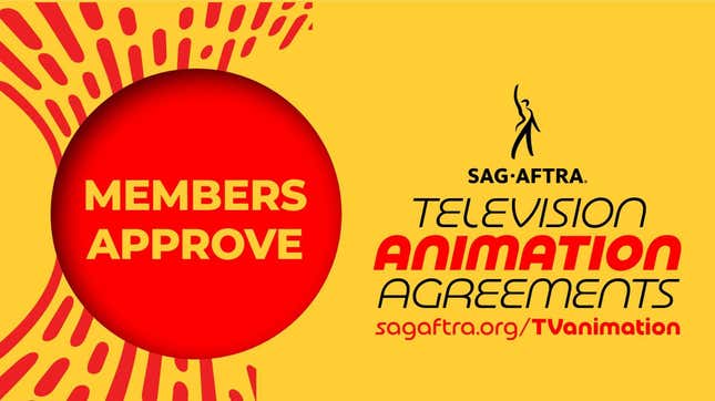 Graphic announcing SAG-AFTRA's new TV animation agreement.