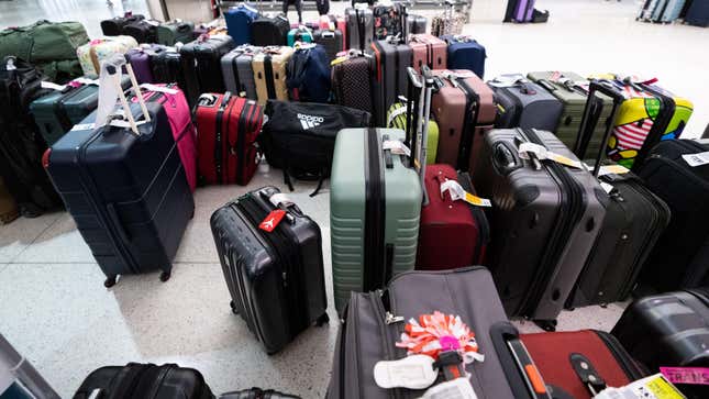 Unclaimed bags at an airport