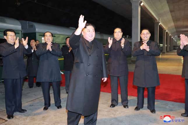 Kim Jong Un departs to visit Russia at undisclosed location in this photo released on April 23, 2019.