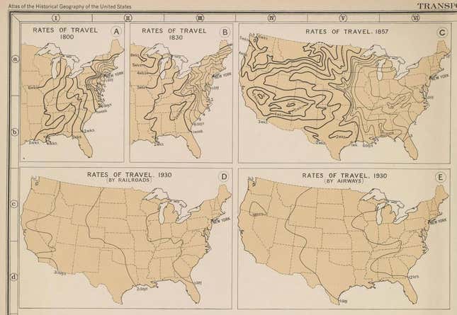 Image for article titled How far you could get from New York in one day—back in the day