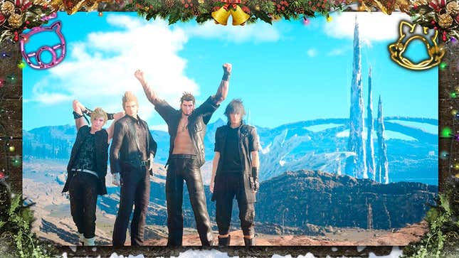 The chocobros pose for a photo in FF15.