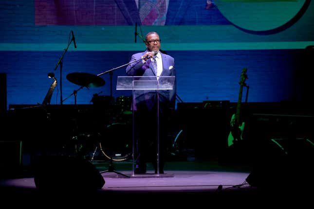 Wendell Pierce speaks onstage during The Root 100 2024 Gala at The Apollo Theater on December 05, 2024 in New York City. 