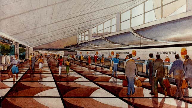 Une représentation artistique de l’aéroport international de Denver en 1992