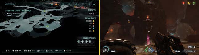 An image shows a specific location on a map on the left and a screenshot of the game on the right.