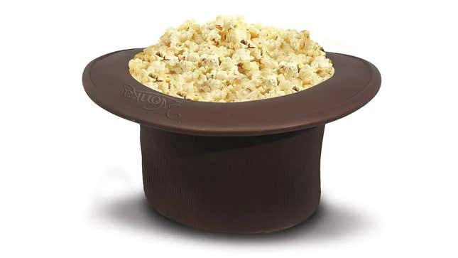 A hat that resembles the one worn by Wonka in the recent film, but upside-down to contain popcorn.