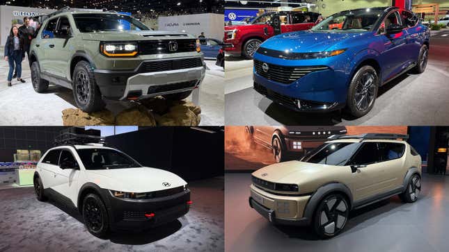 Collage of multiple SUVs at the LA Auto Show