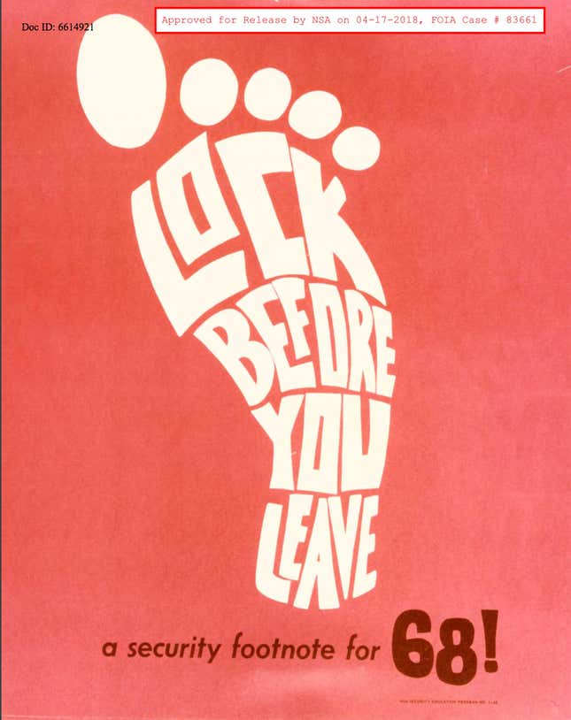 Image for article titled Cold War-era office posters from NSA’s archives shows a hundred ways to say “shhh”