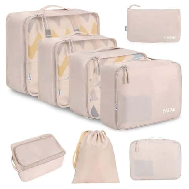 Image for article titled BAGAIL 8 Set Packing Cubes Luggage Packing Organizers for Travel Accessories-Cream, Now 42% Off