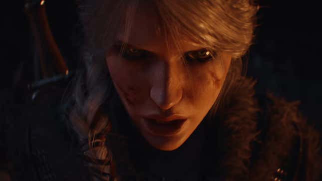 Ciri stares angrily into the camera.