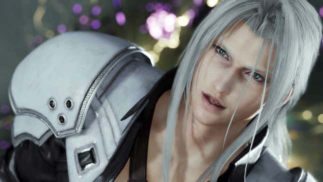 Sephiroth talks to Cloud who is off camera.