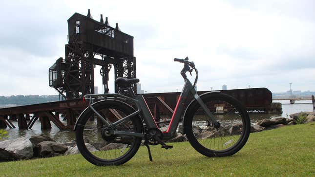 A photo of the side of the NIU e-bike.