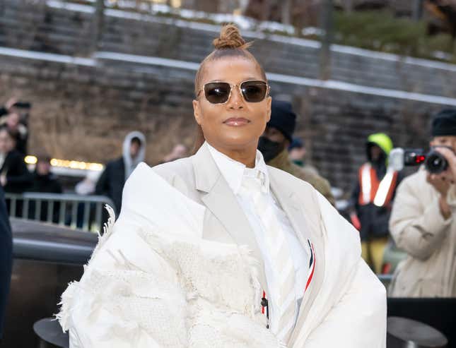 Queen Latifah is seen arriving to the Thom Browne fashion show during New York Fashion Week at The Shed on February 11, 2025 in New York City.