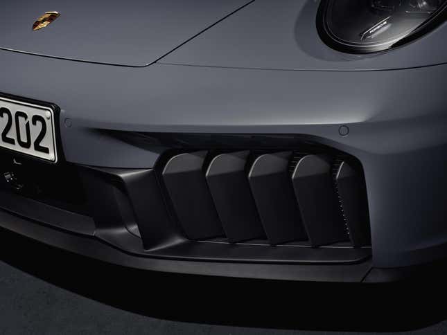 Front bumper of a grey 2025 Porsche 911 Carrera GTS