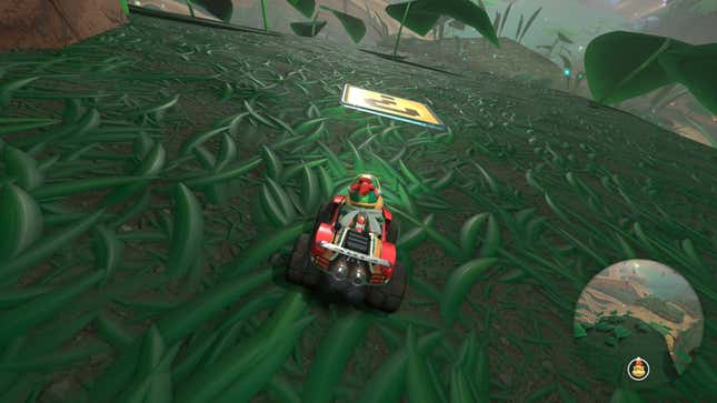 Bowser Jr. races forward on a track in Acorn Heights.