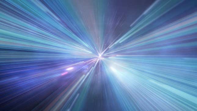 The image shows a beam of light traveling quickly. 