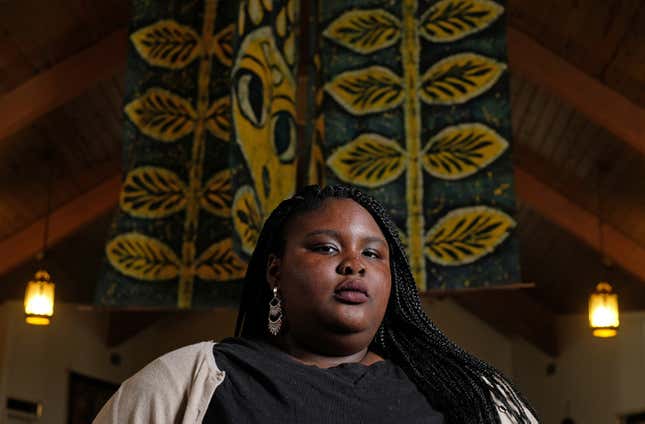 Charlottesville, VA - Aug. 3: Zyahna Bryant wrote a petition in March of 2016 asking the City of Charlottesville to take down a statue of Robert E. Lee from a city park during her freshman year at Charlottesville High School. She was photographed in the sancturary of Sojourners United Church of Christ, Friday August 3, 2018