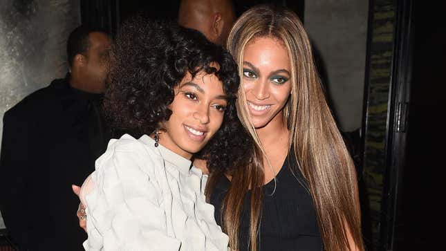 Solange and Beyonce attend the Balmain and Olivier Rousteing after the Met Gala Celebration on May 2, 2016 in New York, New York.