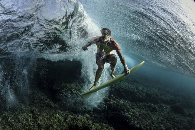 Surfing in Tavarua, Fiji.