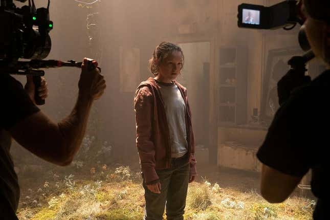Bella Ramsey on the set of The Last Of Us