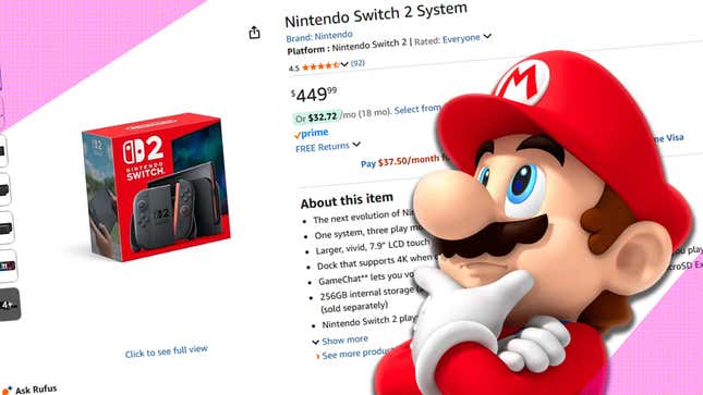 Image de l'article intitulé La Nintendo Switch 2 est enfin disponible sur Amazon, mais il y a un hic