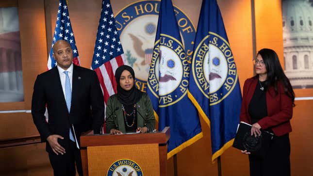 Representative Ilhan Omar (D-MN) speaks during a press conference on islamophobia, at the U.S. Capitol, in Washington, D.C., on Tuesday, November 30, 2021. Today in Congress, Treasury Secretary Janet Yellen urged lawmakers to raise the debt limit, as President Biden traveled to Minnesota to speak about infrastructure at a technical college. 