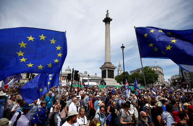 Protests at Trafalgar Square.